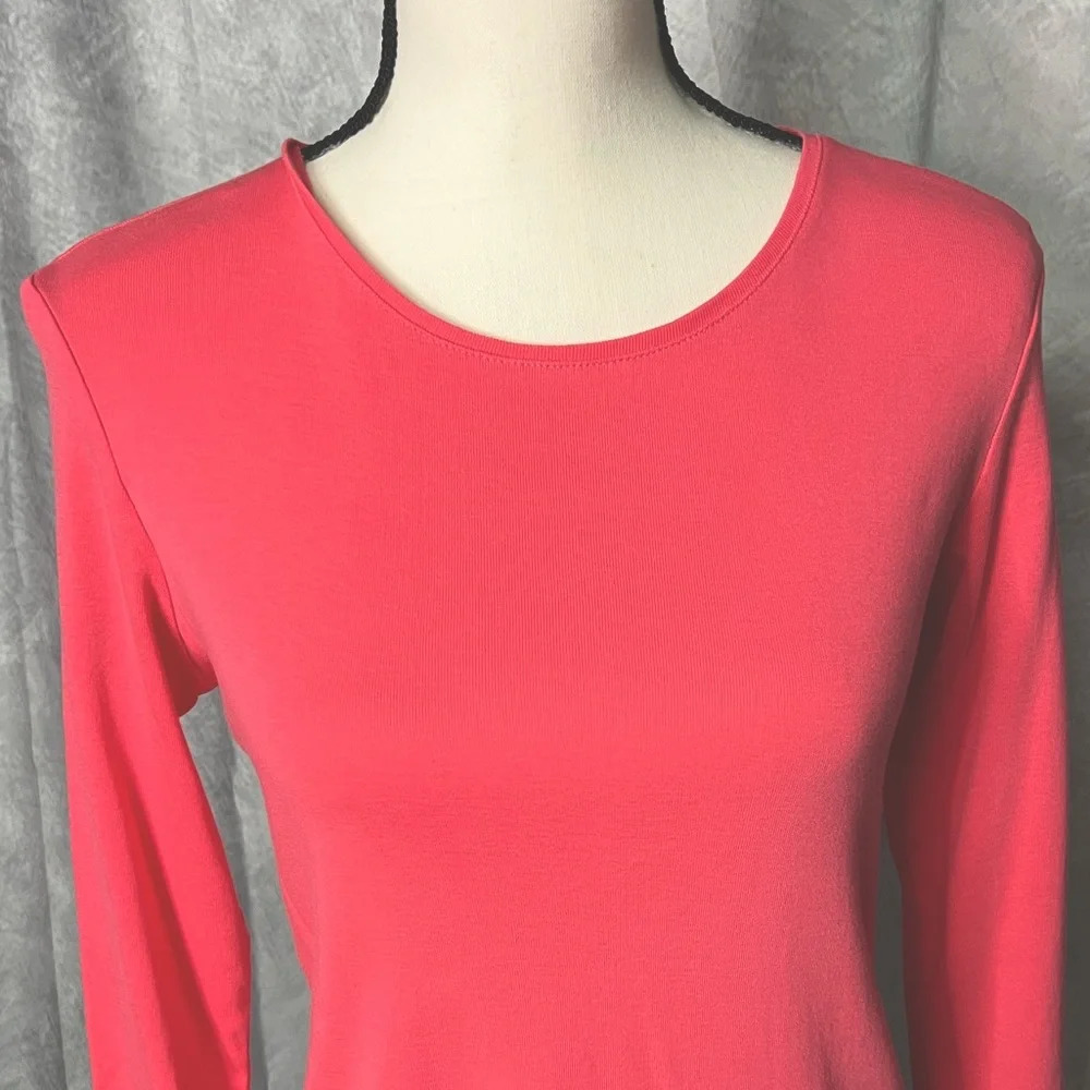 Charter Club Coral Pink 3/4 Sleeve Scoop Neck T-shirt - PM - Picture 2 of 9